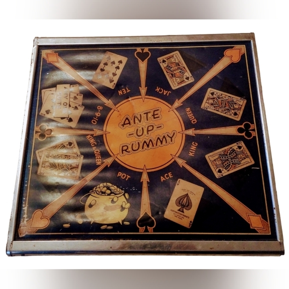 VINTAGE Game Board ANTE UP RUMMY & SAN LOO CHINESE CHECKERS double-sided board. - Picture 2 of 2